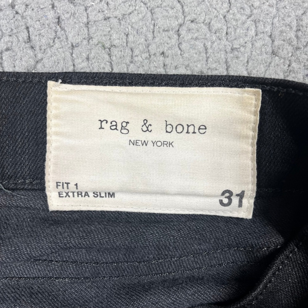 Rag & Bone Fit 1 Extra Slim Black Jeans Mens 31 Made in USA Button Fly 5831 - Picture 7 of 13